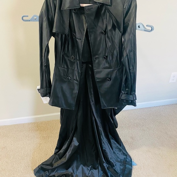 VENUS Jackets & Blazers - VENUS Black Faux Leather Double-Breasted Utility Jacket